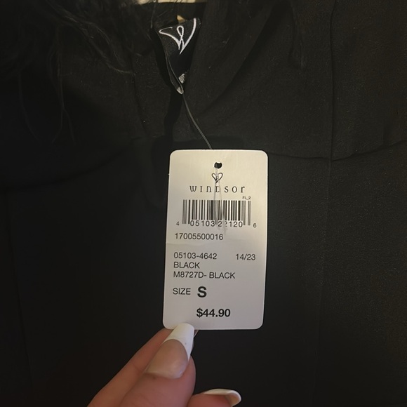 Windsor mini dress black S. Feathered front. - Picture 2 of 5